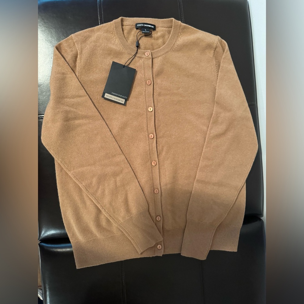 Cashmere Tan Cardigan Sweater